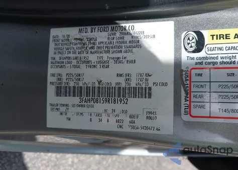 2009 Ford Fusion Sel z USA, uszkodzony, nr VIN 3FAHP08159R181952